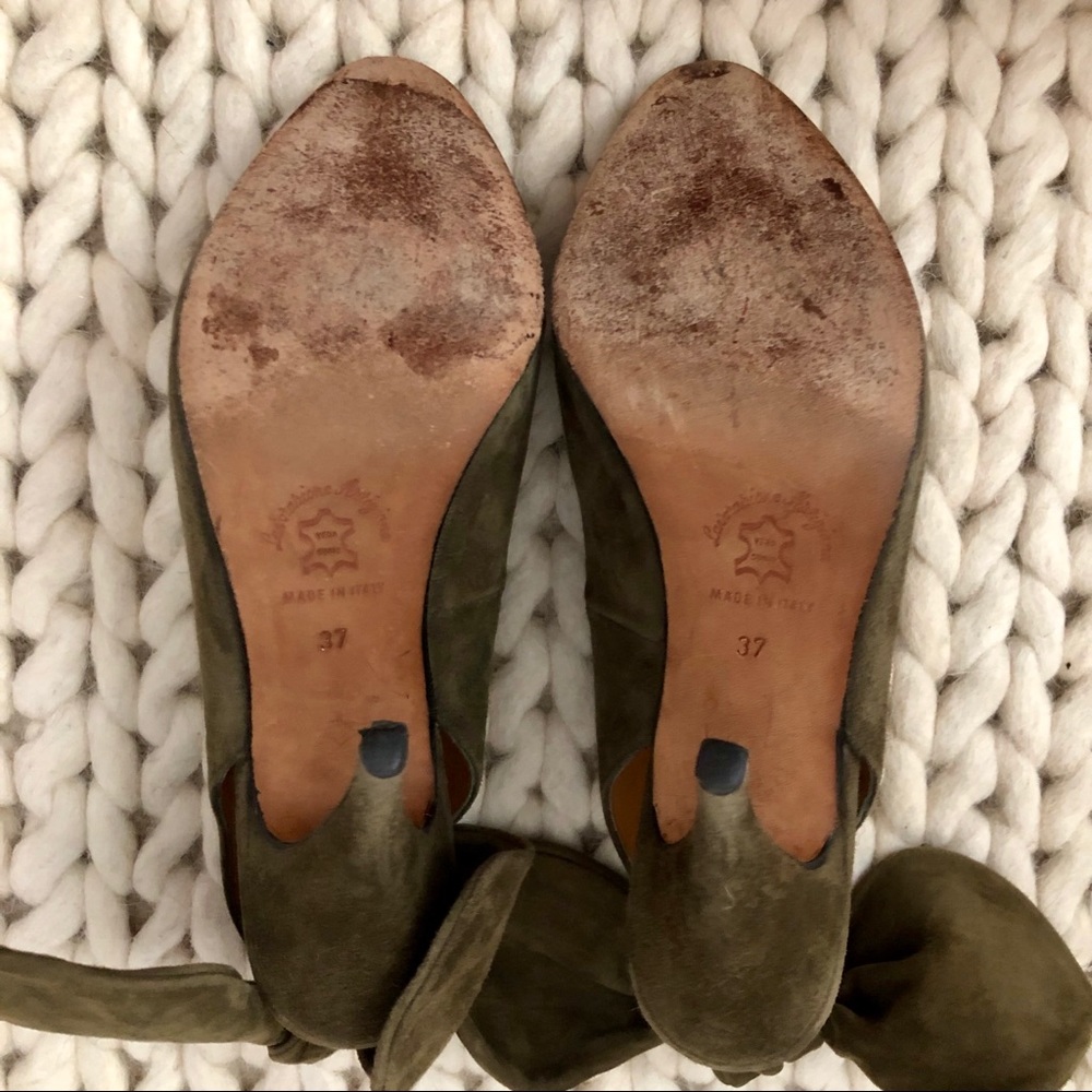 Carven Olive Green Suede Slingback With Bow - Picture 5 of 8